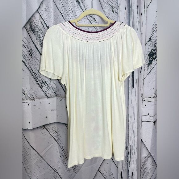 Anthropologie One September Embroidered Boho Peasant Blouse M - Picture 3 of 7